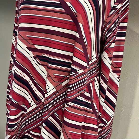 LuLaRoe Emily Long Sleeve V-Neck Striped Print A-line Swing Midi Dress - Picture 6 of 14